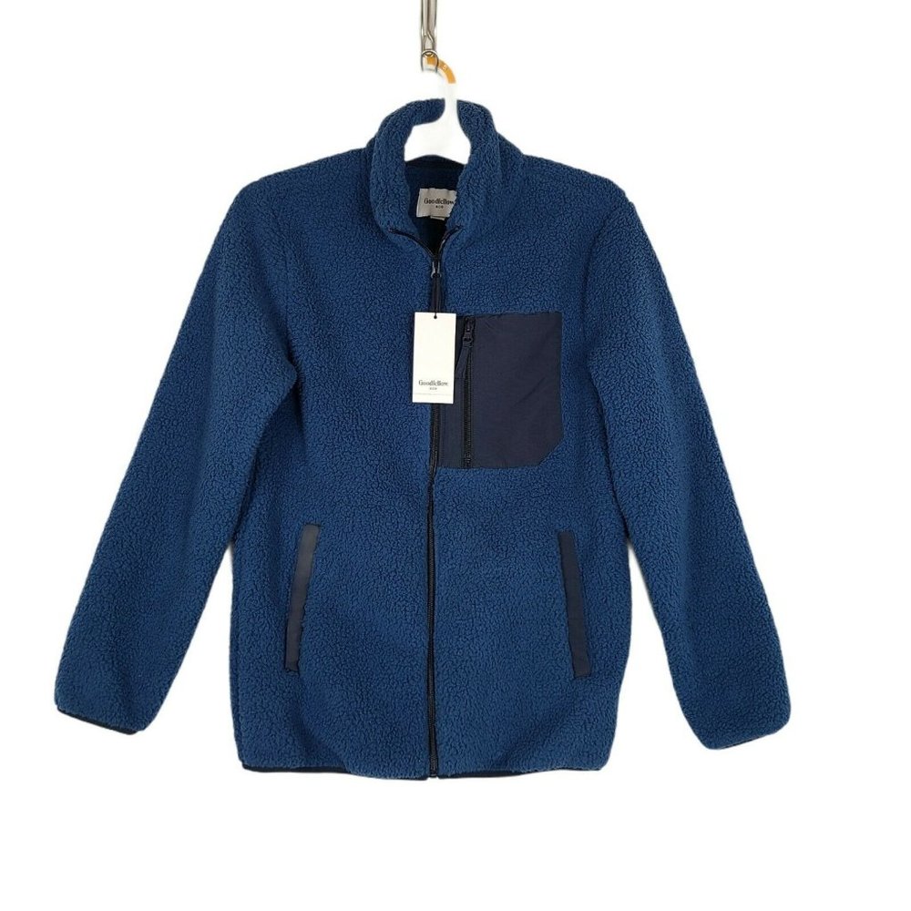 Goodfellow Fleece Jacket Blue Sherpa Full Zip